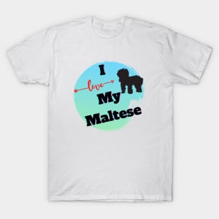 I love my Maltese, Maltese Silhouette T-Shirt